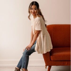 UO Fondant Seersucker Babydoll Top